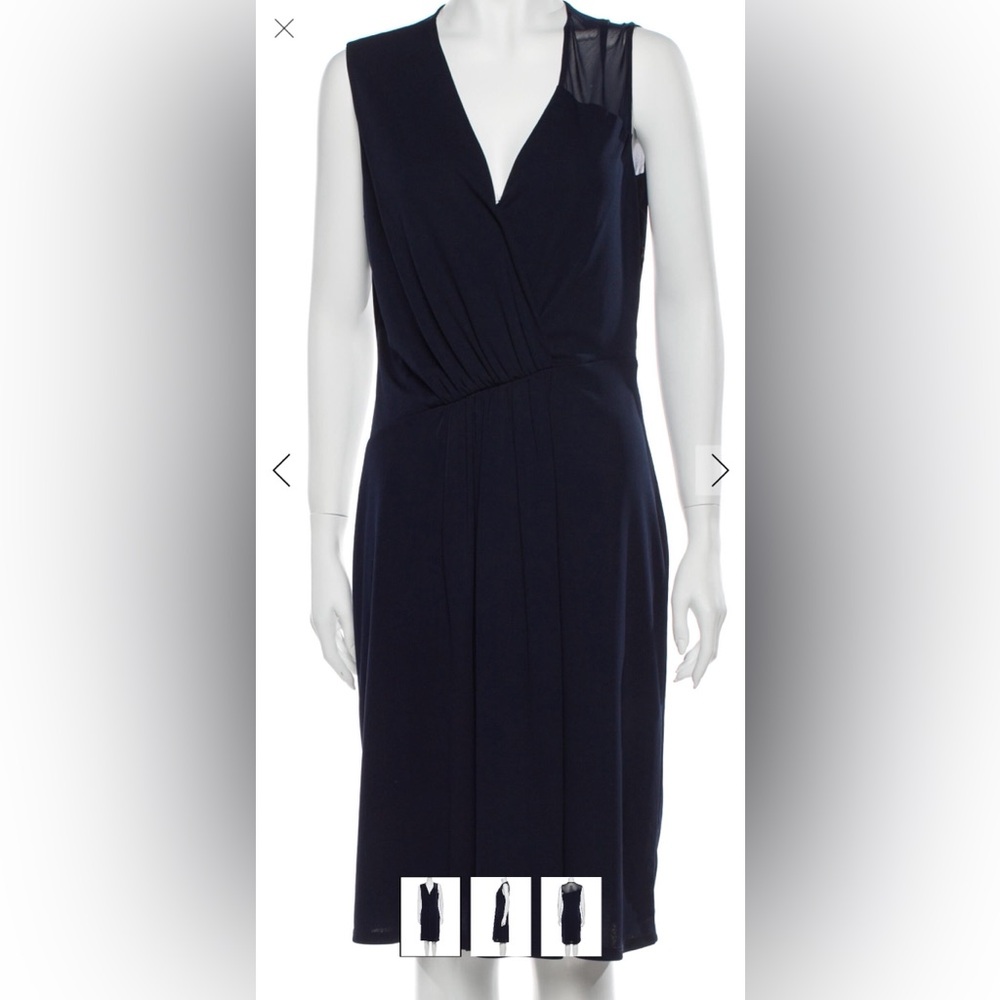 Halston Heritage Navy Blue Dress with Sheer Back